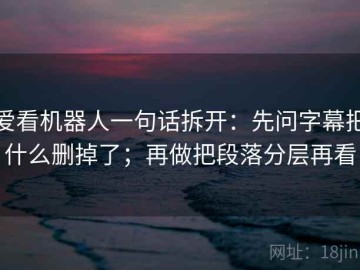 爱看机器人一句话拆开：先问字幕把什么删掉了；再做把段落分层再看